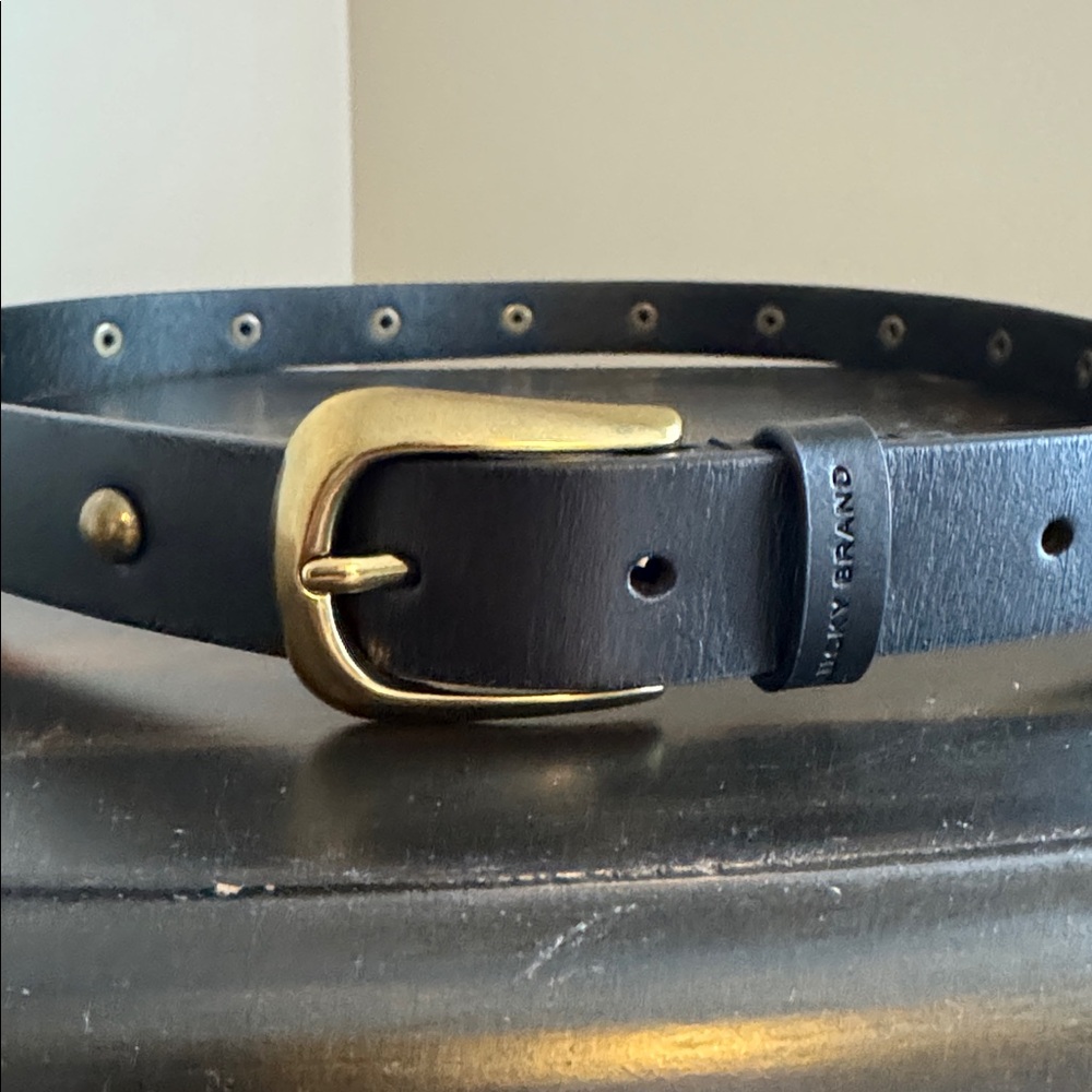 Lucky Brand Black and Gold Studded Belt, Medium. SAME DAY SHIPPING! - Picture 4 of 6